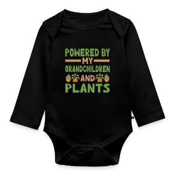 Unterstützt Von Grandchildren And Plants Design - Baby Bio-Langarm-Body - Schwarz - Vorne