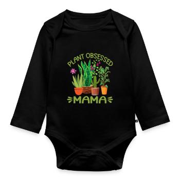 Plante Mère Mère Jardin Plantes Fleur - Body Bébé bio manches longues - noir - Devant