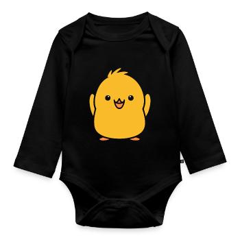 chick - Organic Longsleeve Baby Bodysuit - black - Front