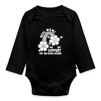 Mom Support Mom - Organic Longsleeve Baby Bodysuit - black - Front