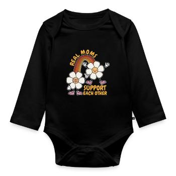Mom Support Mom - Organic Longsleeve Baby Bodysuit - black - Front