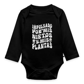 Unterstützt Von Grandchildren And Plants Design - Baby Bio-Langarm-Body - Schwarz - Vorne
