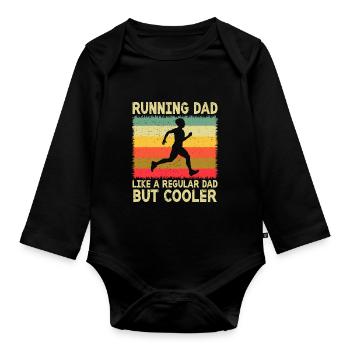 Running Dad Marathon Runner Trainer Marathoner - Baby Bio-Langarm-Body - Schwarz - Vorne