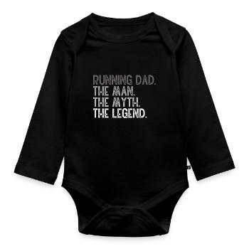 Running Dad Marathon Runner Trainer Marathoner - Baby Bio-Langarm-Body - Schwarz - Vorne