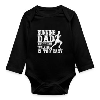 Running Dad Marathon Runner Trainer Marathoner - Baby Bio-Langarm-Body - Schwarz - Vorne