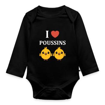 Humour bébé poussin - Body Bébé bio manches longues - noir - Devant