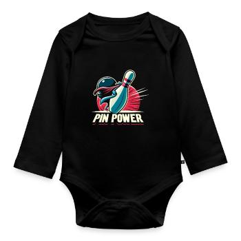 Funny bowling team bowler strike bowling club - Organic Longsleeve Baby Bodysuit - black - Front
