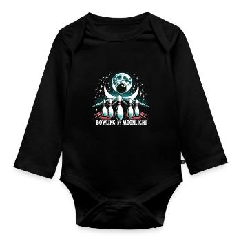 Funny bowling team bowler strike bowling club - Organic Longsleeve Baby Bodysuit - black - Front