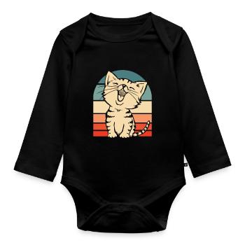 Katze - Baby Bio-Langarm-Body - Schwarz - Vorne