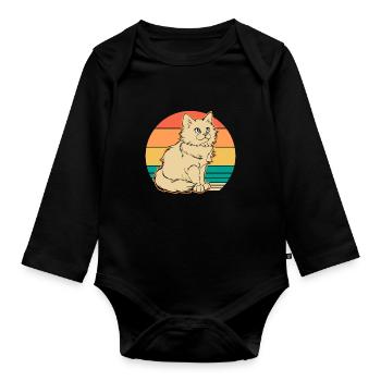 Katze - Baby Bio-Langarm-Body - Schwarz - Vorne