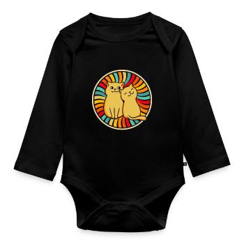 Katze - Baby Bio-Langarm-Body - Schwarz - Vorne