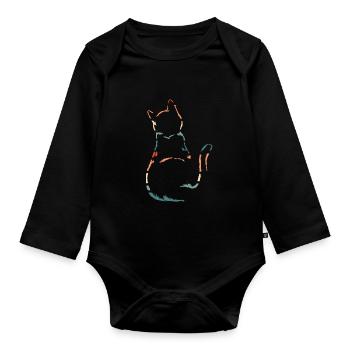 Katze - Baby Bio-Langarm-Body - Schwarz - Vorne