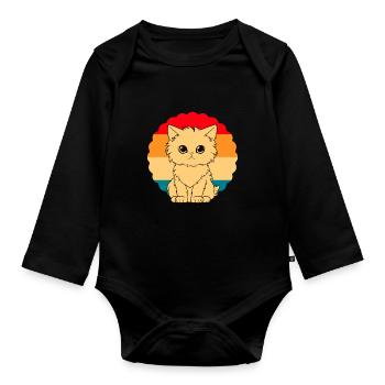 Katze - Baby Bio-Langarm-Body - Schwarz - Vorne