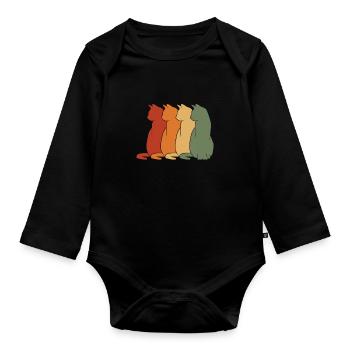 Katze - Baby Bio-Langarm-Body - Schwarz - Vorne