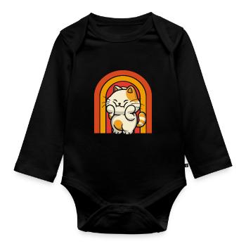 Katze - Baby Bio-Langarm-Body - Schwarz - Vorne