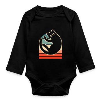 Katze - Baby Bio-Langarm-Body - Schwarz - Vorne