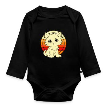 Katze - Baby Bio-Langarm-Body - Schwarz - Vorne