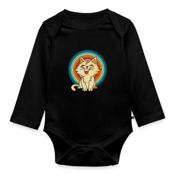 Katze - Baby Bio-Langarm-Body - Schwarz - Vorne