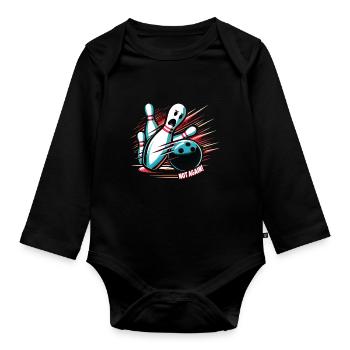 Funny bowling team bowler strike bowling club - Organic Longsleeve Baby Bodysuit - black - Front