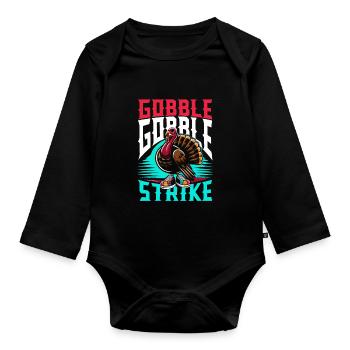 Funny bowling team bowler strike bowling club - Organic Longsleeve Baby Bodysuit - black - Front