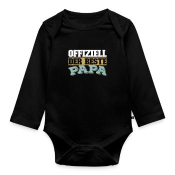 Vater Papa Best Dad - Organic Longsleeve Baby Bodysuit - black - Front