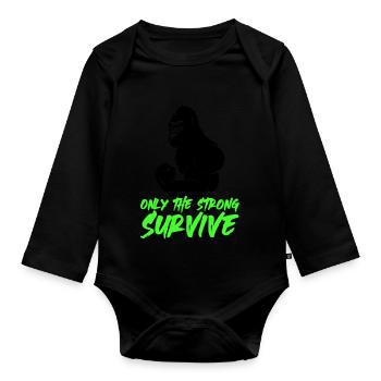 gorilla strong - Baby Bio-Langarm-Body - Schwarz - Vorne