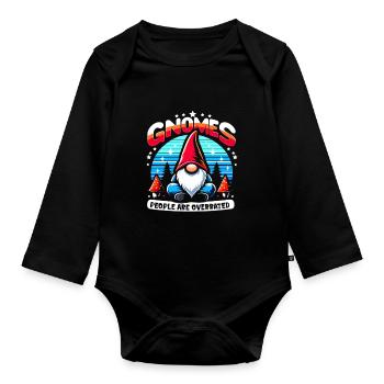 Garden Gnomes Gnome Lover Funny Gnome Gardening - Organic Longsleeve Baby Bodysuit - black - Front