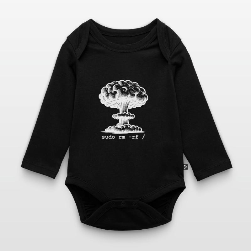 Linux Funny Linux Command Sudo RM RF for Men Organic Longsleeve Baby Bodysuit
