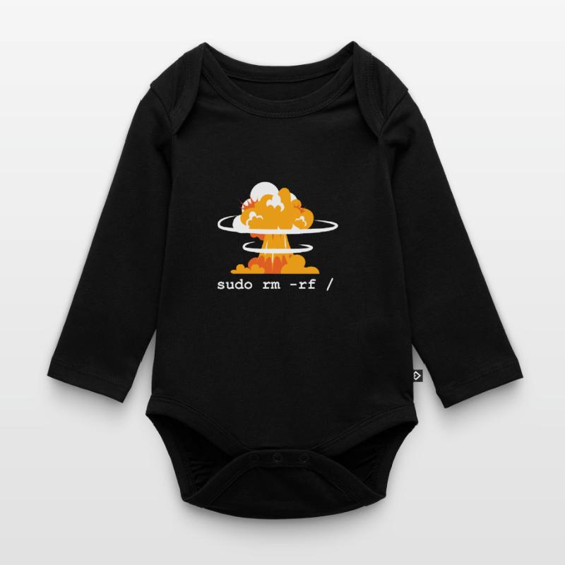 Linux Funny Linux Command Sudo RM RF for Men Organic Longsleeve Baby Bodysuit