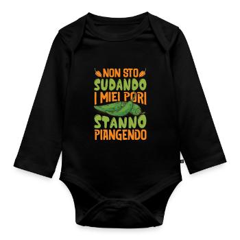 I Don't Sweat My Pores Cry - Chili Cook - Organic Longsleeve Baby Bodysuit - black - Front