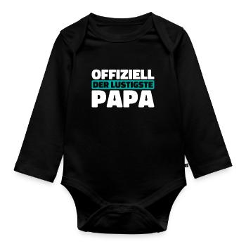 Vater Papa Funniest Dad - Organic Longsleeve Baby Bodysuit - black - Front