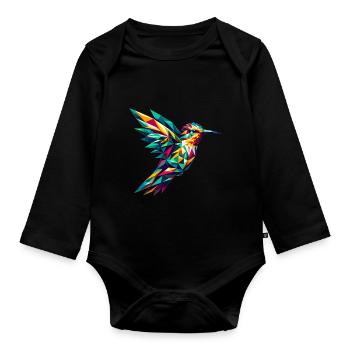 Colibri dans la représentation polygonale - Body Bébé bio manches longues - noir - Devant