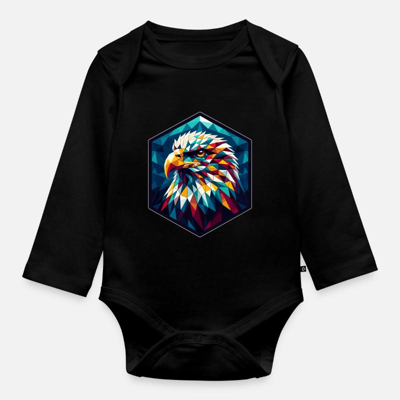 White-tailed eagle in polygon representation - Organic Longsleeve Baby Bodysuit - black