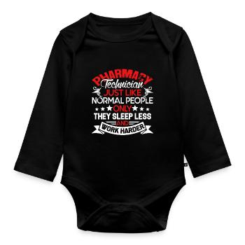 Pharmacy Technician Work Harder - Organic Longsleeve Baby Bodysuit - black - Front