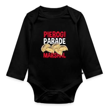 polish americanDyngus Day Pierogi Parade Marshal - Organic Longsleeve Baby Bodysuit - black - Front