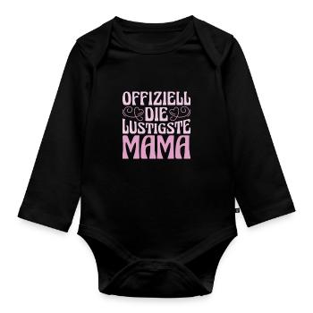 Mama Mutter Maman La plus drôle - Body Bébé bio manches longues - noir - Devant
