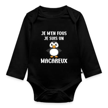 macareux - Body Bébé bio manches longues - noir - Devant