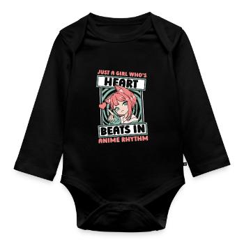 Anime Manga Anime Fille - Body Bébé bio manches longues - noir - Devant