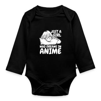 Anime Manga Anime Fille - Body Bébé bio manches longues - noir - Devant