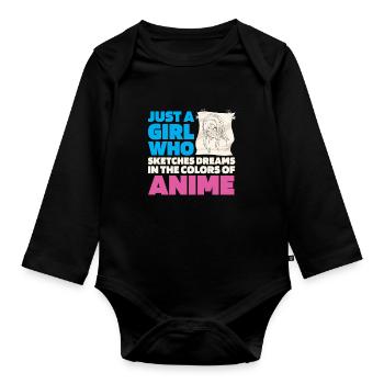 Anime Manga Anime Fille - Body Bébé bio manches longues - noir - Devant