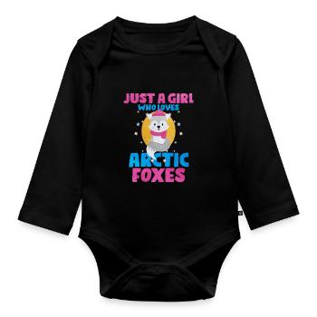 Niedliches Polarfuchs-Geschenk - Baby Bio-Langarm-Body - Schwarz - Vorne