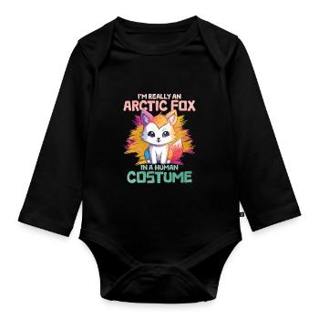 Niedliches Polarfuchs-Geschenk - Baby Bio-Langarm-Body - Schwarz - Vorne