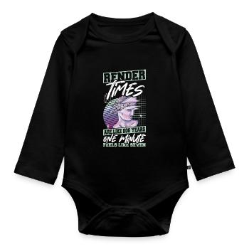 3D Animation 3D Artist Animate 3D Animation Video - Organic Longsleeve Baby Bodysuit - black - Front