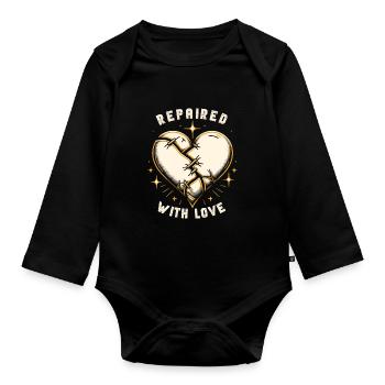 Kintsugi Kintsukuroi Imperfekte Japanische Kunst - Baby Bio-Langarm-Body - Schwarz - Vorne