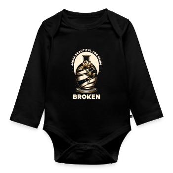 Kintsugi Kintsukuroi Imperfekte Japanische Kunst - Baby Bio-Langarm-Body - Schwarz - Vorne
