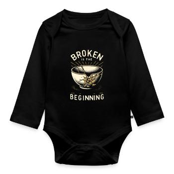 Kintsugi Kintsukuroi Imperfekte Japanische Kunst - Baby Bio-Langarm-Body - Schwarz - Vorne