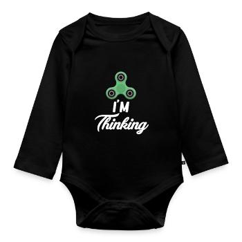 Je pense que drôle de TDAH hyperfocus neurologique - Body Bébé bio manches longues - noir - Devant