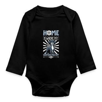 Home - Great Dane - Organic Longsleeve Baby Bodysuit - black - Front