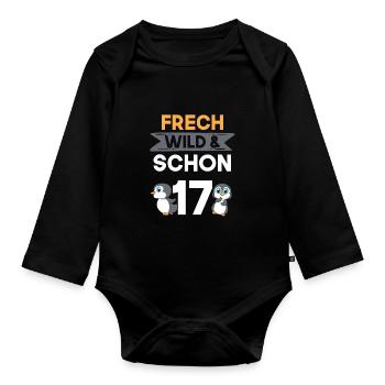 17 Jahre Geburtstag Pinguin - Baby Bio-Langarm-Body - Schwarz - Vorne
