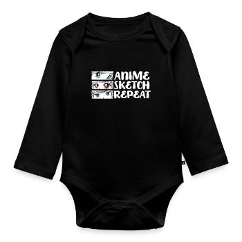 Anime Manga Anime Fille - Body Bébé bio manches longues - noir - Devant